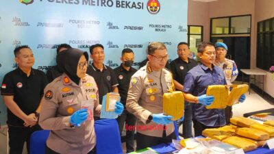 Satnarkoba Polres Metro Bekasi Bongkar Jaringan Narkoba: 17 Kg Ganja, Sabu dan 27.400 Butir Obat Disita