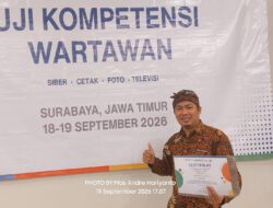 Andre Hariyanto Raih Kompetensi Wartawan Muda, DPP AKPERSI: Bukti Komitmen Tingkatkan Profesionalitas Pers
