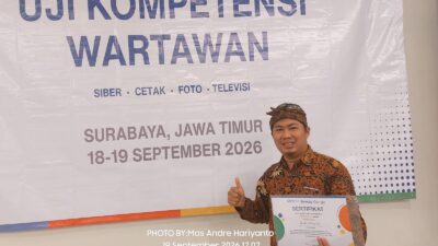 Andre Hariyanto Raih Kompetensi Wartawan Muda, DPP AKPERSI: Bukti Komitmen Tingkatkan Profesionalitas Pers