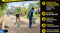 Anggaran Rp392,8 Juta, Proyek Jalan Prima Sukaharja Disorot: Masa Kerja 60 Hari, Diduga Rampung Sehari